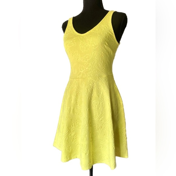 Highlighter Yellow Neon Sleeveless Skater Dress - Picture 2 of 9